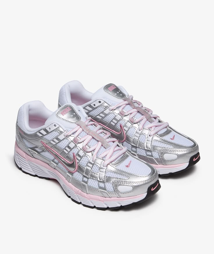 Nike P-6000 White / Metallic Silver / Elemental Pink