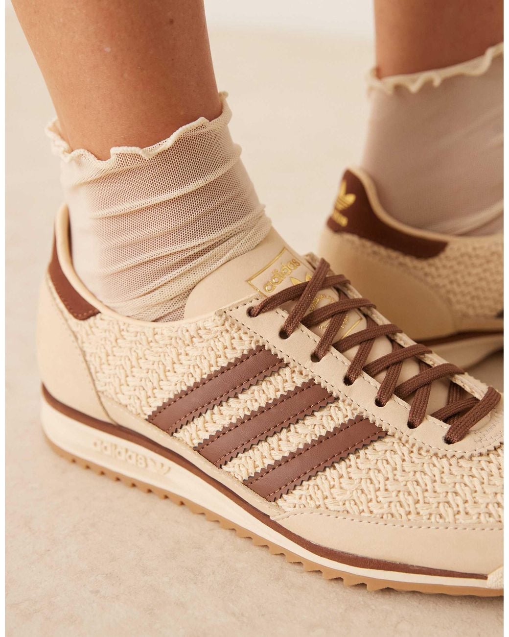 Adidas SL 72 OG sneakers in a sand strata and preloved brown colorway;