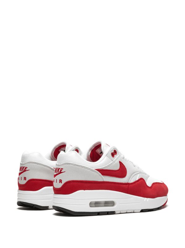 Nike Air Max 1 sneakers, specifically featuring the "University Red"