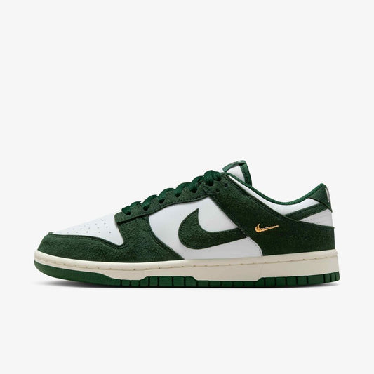 Nike Dunk Low Suede sneaker in Gorge Green and Summit White.