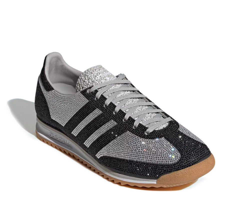 Adidas Women's SL 72 OG Rhinestone sneakers in Grey Two and Core Black.