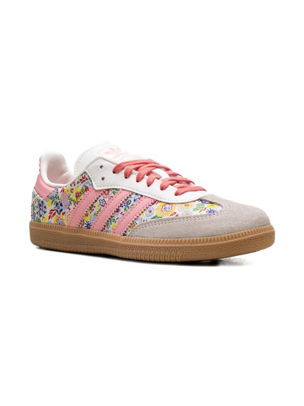 Adidas Kids x Liberty London Samba OG sneakers featuring a vibrant floral