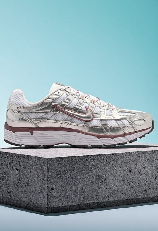 Nike P-6000 Summit White / Metallic Silver / Burgundy Crush