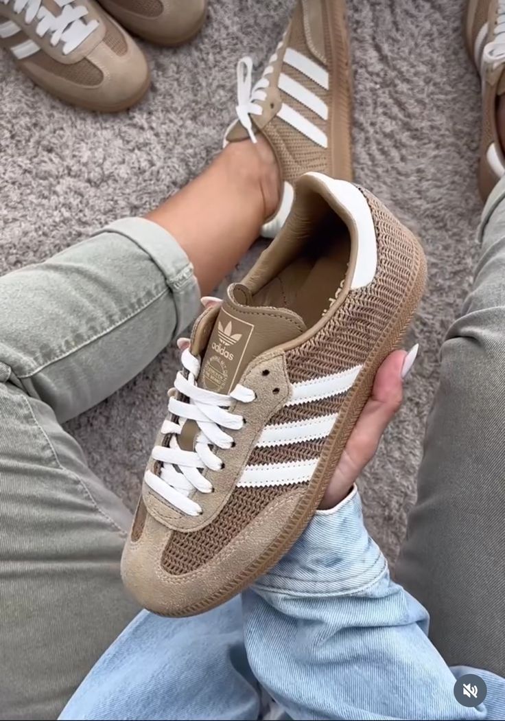 Adidas Samba OG sneakers in the "Cardboard" colorway, featuring a unique brown woven mesh texture on the upper.