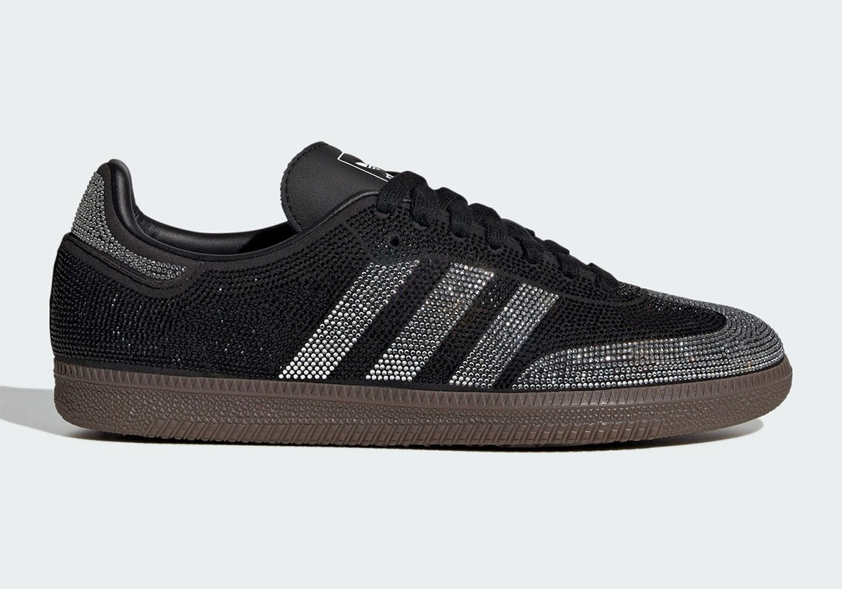 Adidas Samba OG Rhinestone sneakers in black, featuring crystal