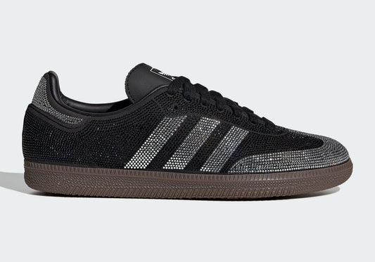Adidas Samba OG Rhinestone sneakers in black, featuring crystal