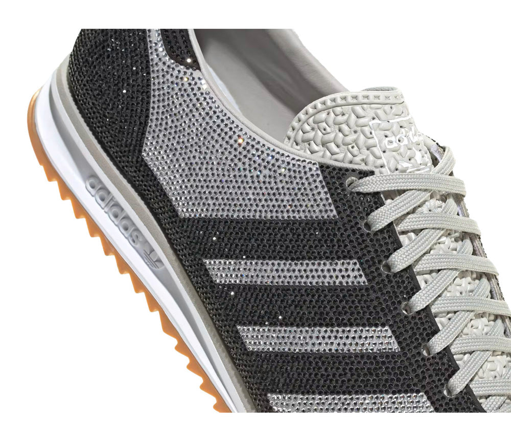 Adidas Women's SL 72 OG Rhinestone sneakers in Grey Two and Core Black.
