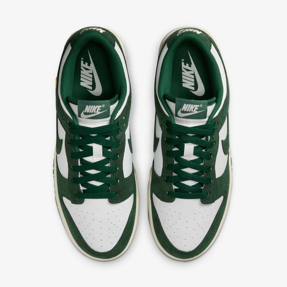 Nike Dunk Low Suede sneaker in Gorge Green and Summit White.