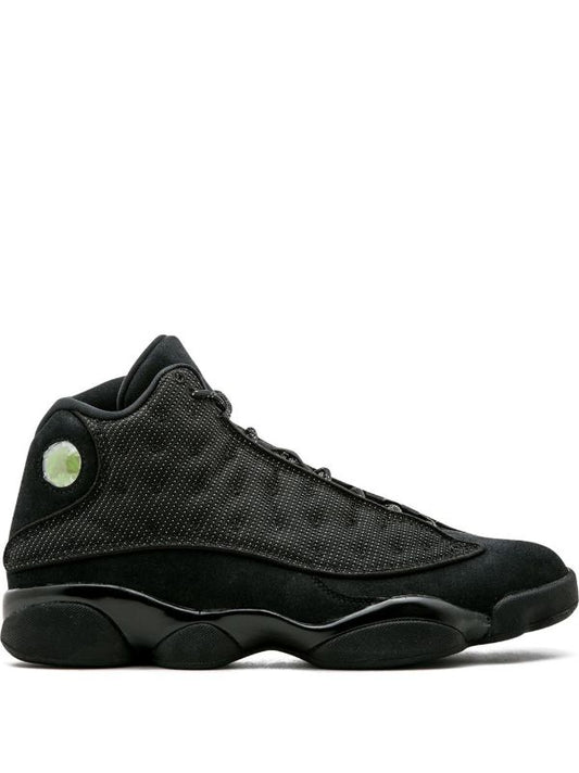 Nike Air Jordan 13 Retro "Black Cat" sneakers, known for their triple-black