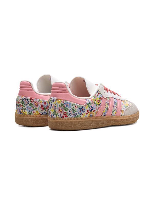Adidas Kids x Liberty London Samba OG sneakers featuring a vibrant floral