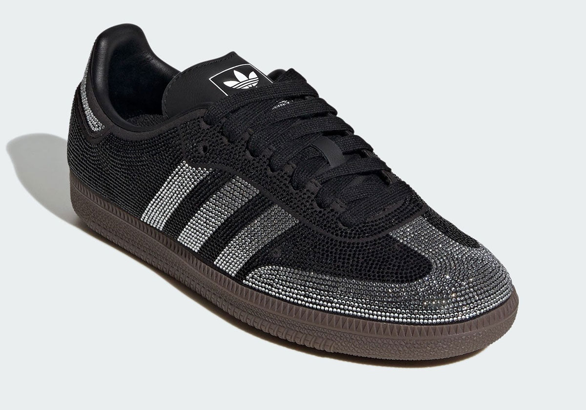 Adidas Samba OG Rhinestone sneakers in black, featuring crystal