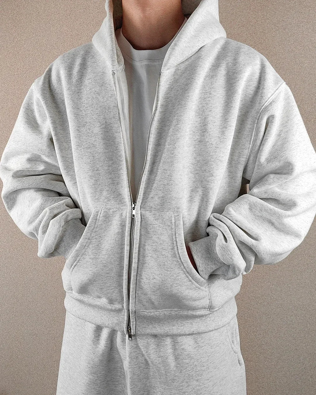 AMOR ZIP UP HOODIE GRAY