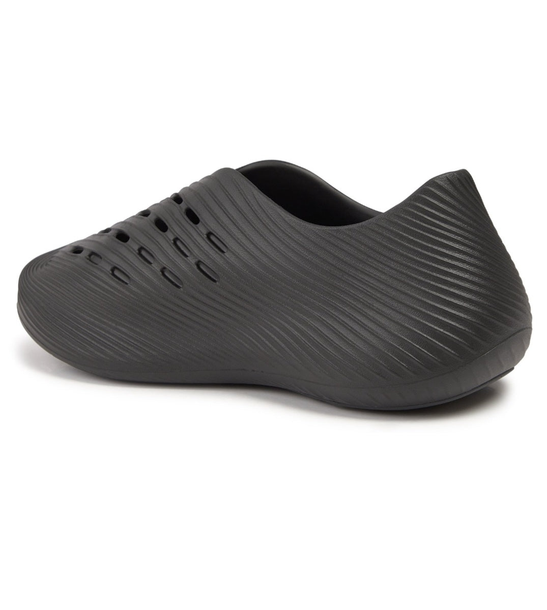 Adidas Purechill Slides in Core Black, featuring a sleek, all-black design with a textured upper and EVA midsole.