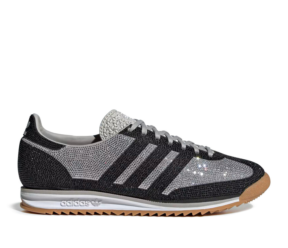 Adidas Women's SL 72 OG Rhinestone sneakers in Grey Two and Core Black.