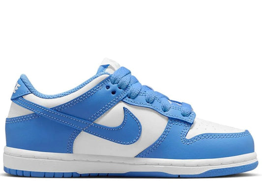 Nike Dunk Low 'University Blue' features a classic two-tone design with crisp white leather panels and vibrant blue leather overlays.