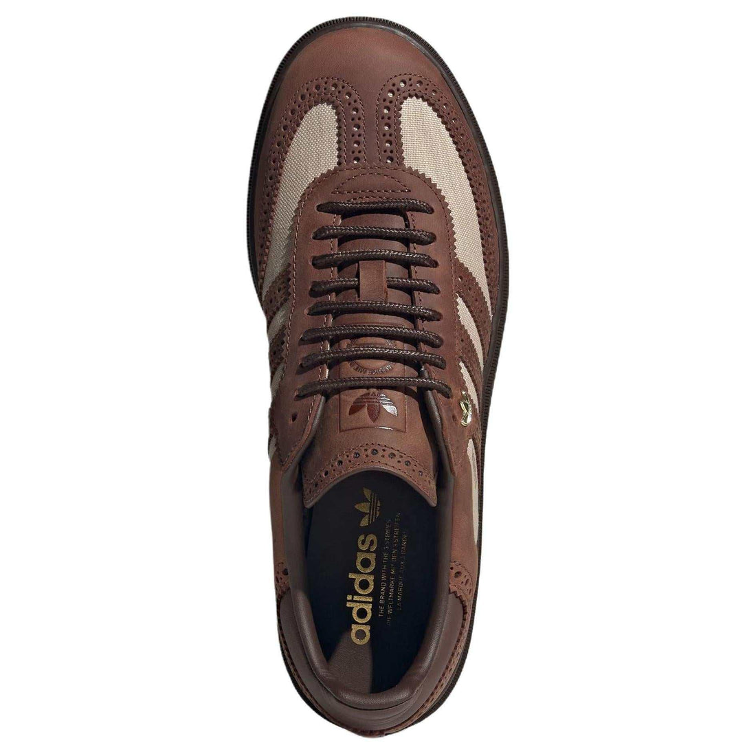 Adidas Samba WTR sneakers in a dark brown colorway with a ridged sole.